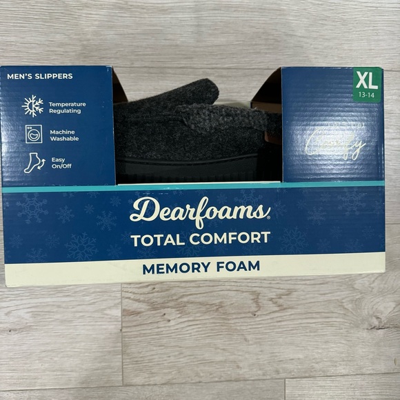 Dearform Men’s slippers XL 13/14 Gray Memory Foam Warm Easy On/Of Comfort indoor - Picture 5 of 7